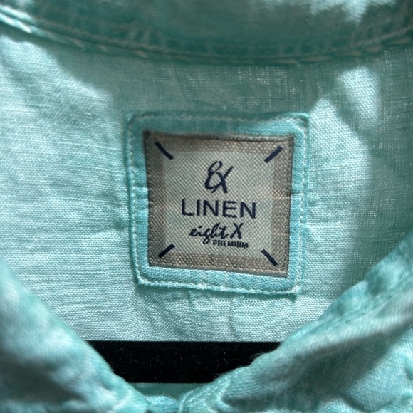 Eight X Linen Turquoise 100 Percent Linen Button Down Shirt, Size XXXL Brand New - Picture 5 of 8